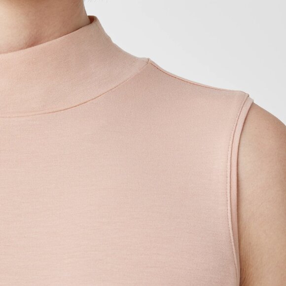 Eileen Fisher Dark Powder Basic Length Fine Jersey Mock Neck Tank - Picture 4 of 6